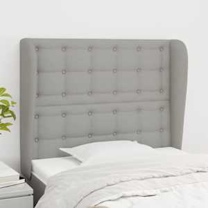Čelo postele typu ušák světle šedé 103x23x118/128 cm textil - obrázek 1