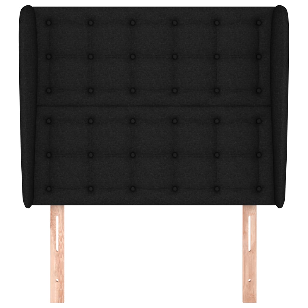 vidaXL Hoofdbord met randen 103x23x118/128 cm stof zwart afbeelding