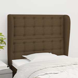 Čelo postele typu ušák tmavě hnědé 103x23x118/128 cm textil - obrázek 1