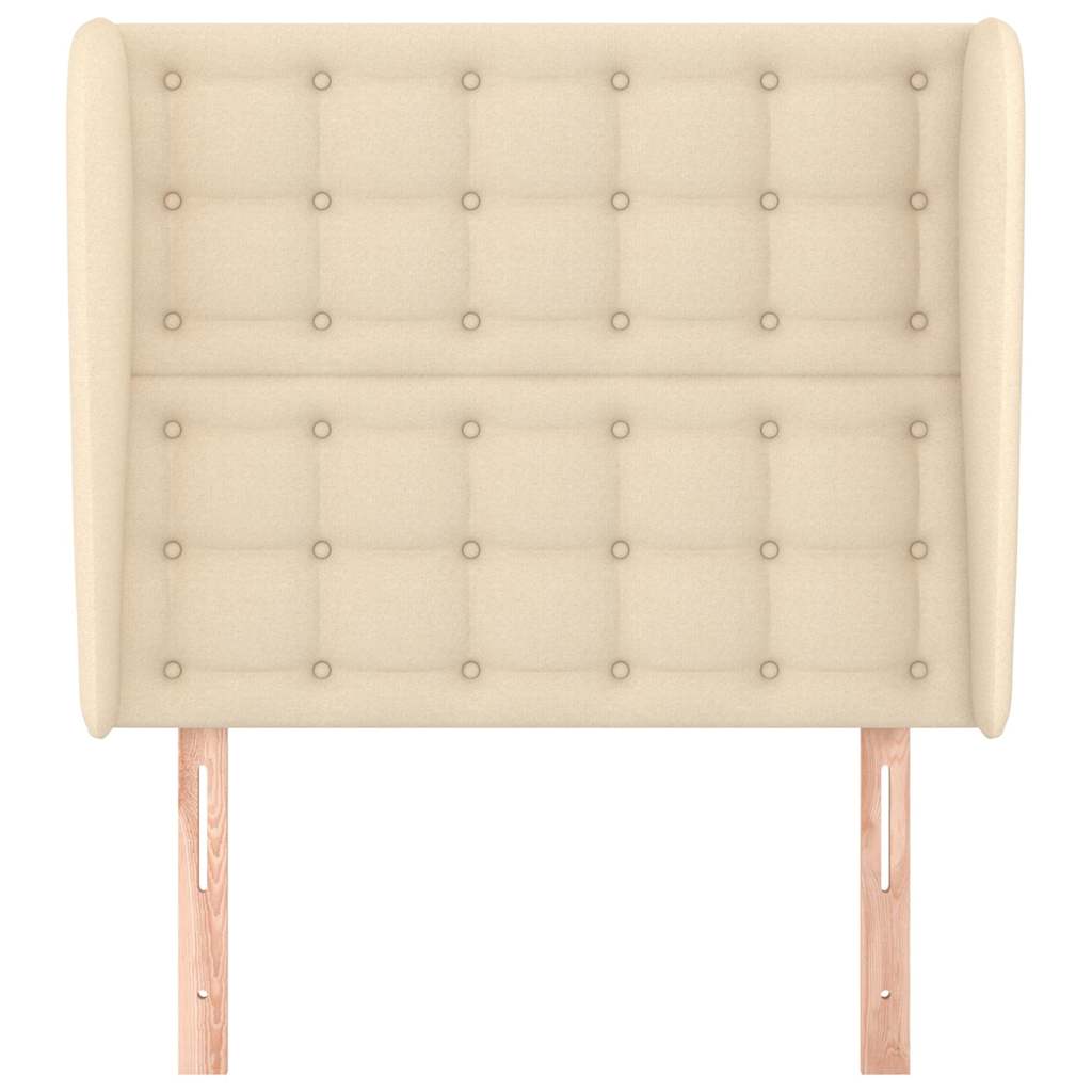 vidaXL Hoofdbord met randen 103x23x118/128 cm stof crèmekleurig, foto 2