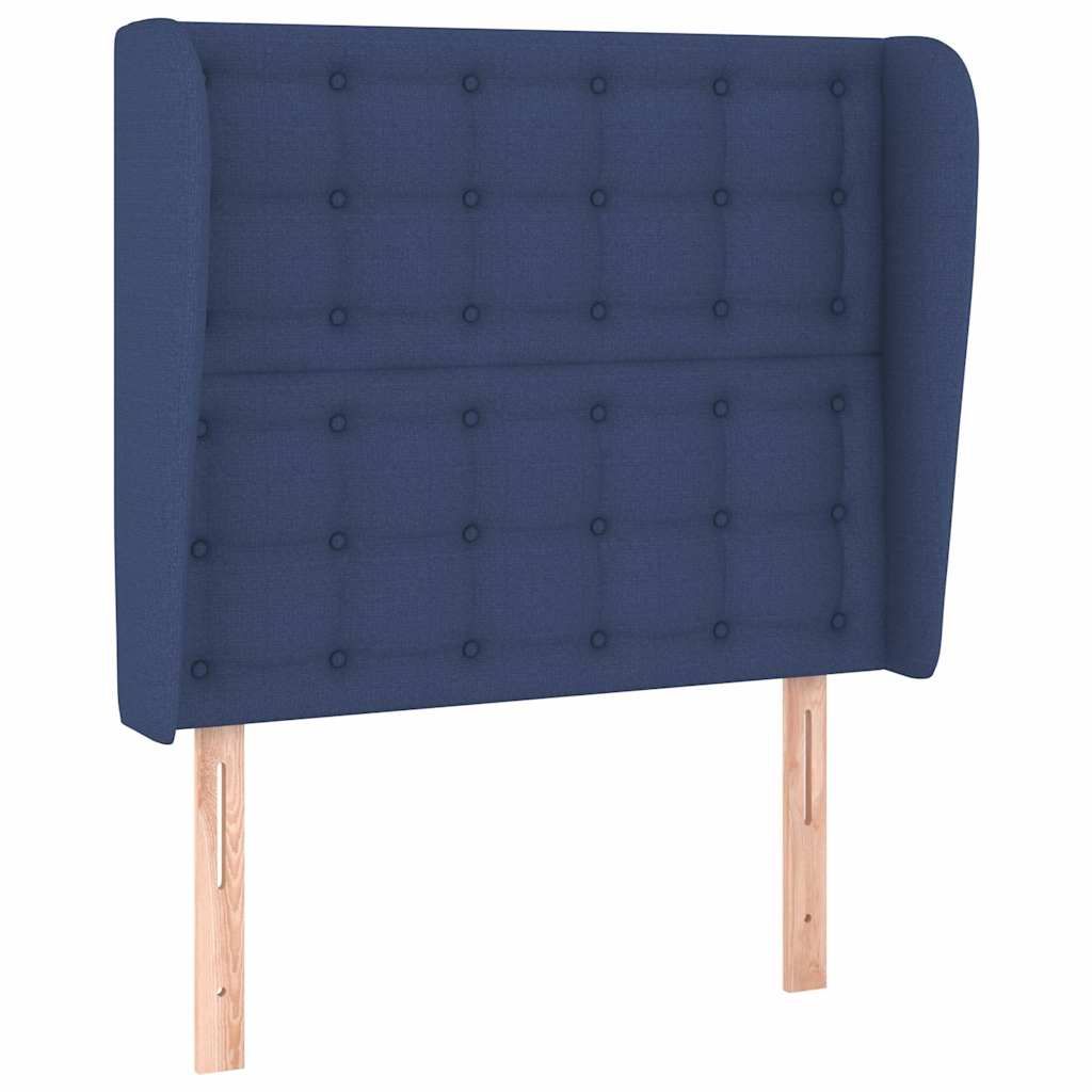 vidaXL Čelo postele typu ušák modré 103x23x118/128 cm textil