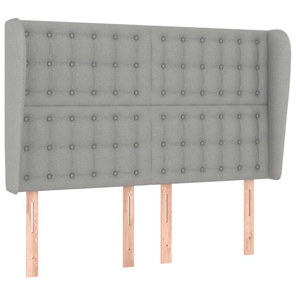vidaXL Hoofdbord met randen 147x23x118/128 cm stof lichtgrijs grijs, foto 3