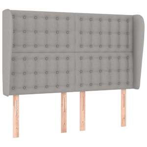 Čelo postele typu ušák světle šedé 147x23x118/128 cm textil - obrázek 2