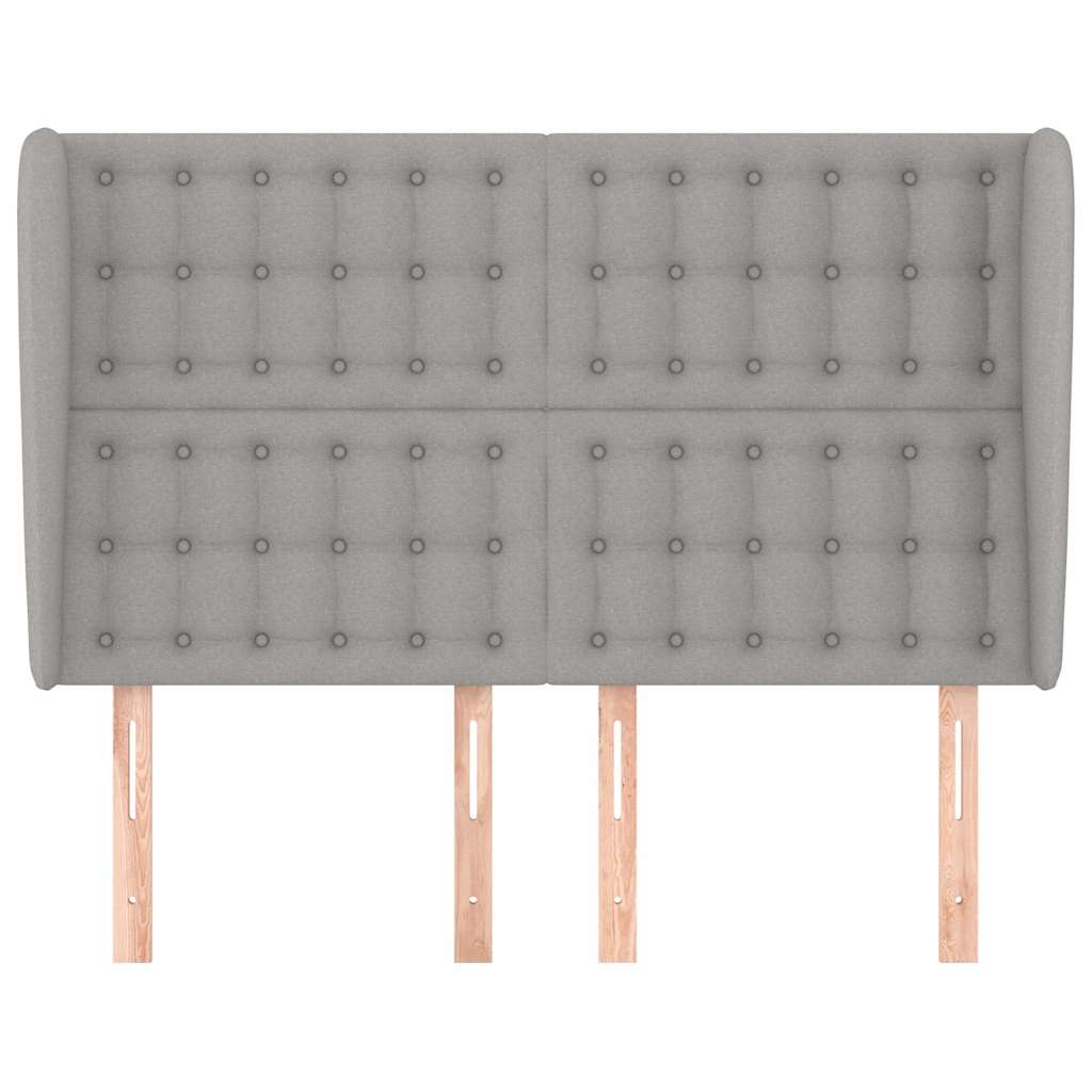 vidaXL Hoofdbord met randen 147x23x118/128 cm stof lichtgrijs grijs, foto 2