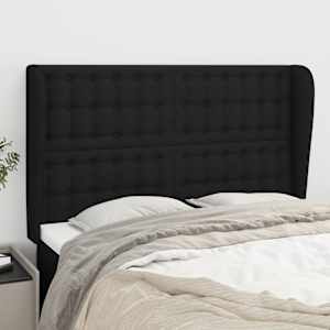 Čelo postele typu ušák černé 147x23x118/128 cm textil - obrázek 1