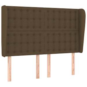 Čelo postele typu ušák tmavě hnědé 147x23x118/128 cm textil - obrázek 2