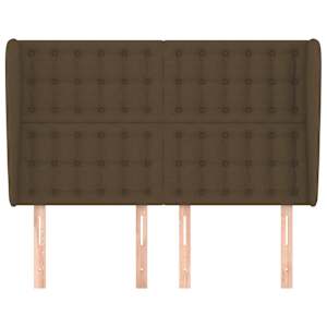Čelo postele typu ušák tmavě hnědé 147x23x118/128 cm textil - obrázek 3