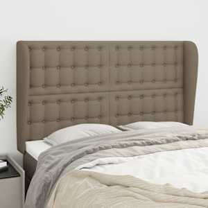 Čelo postele typu ušák taupe 147x23x118/128 cm textil - obrázek 1