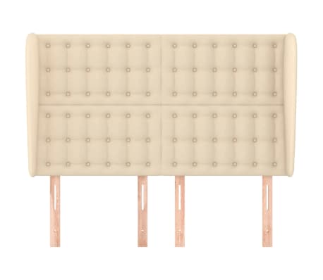 vidaXL Tăblie de pat cu aripioare, crem, 147x23x118/128 cm, textil