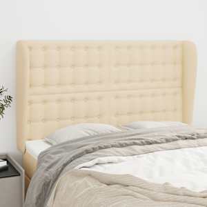 Vzglavje z ušesi krem 147x23x118/128 cm blago