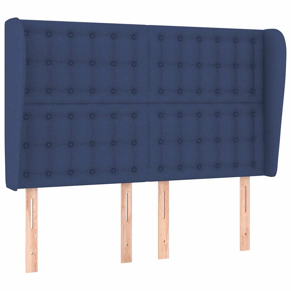 vidaXL Hoofdbord met randen 147x23x118/128 cm stof blauw, foto 3