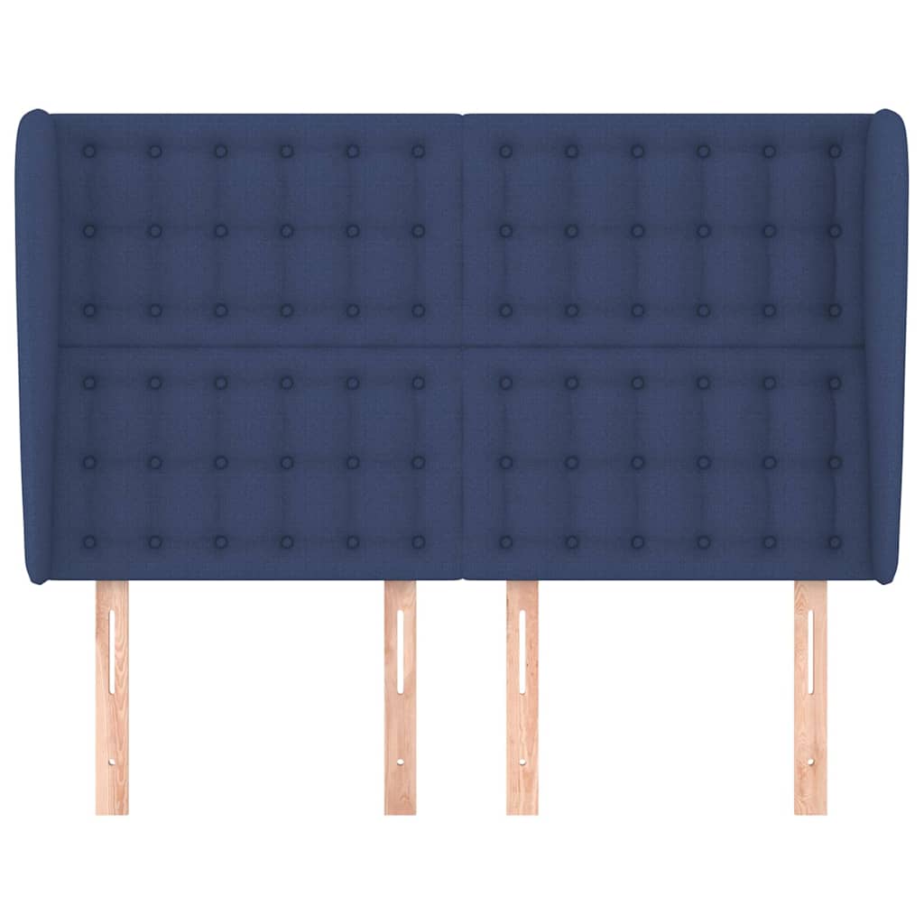 vidaXL Hoofdbord met randen 147x23x118/128 cm stof blauw, foto 2
