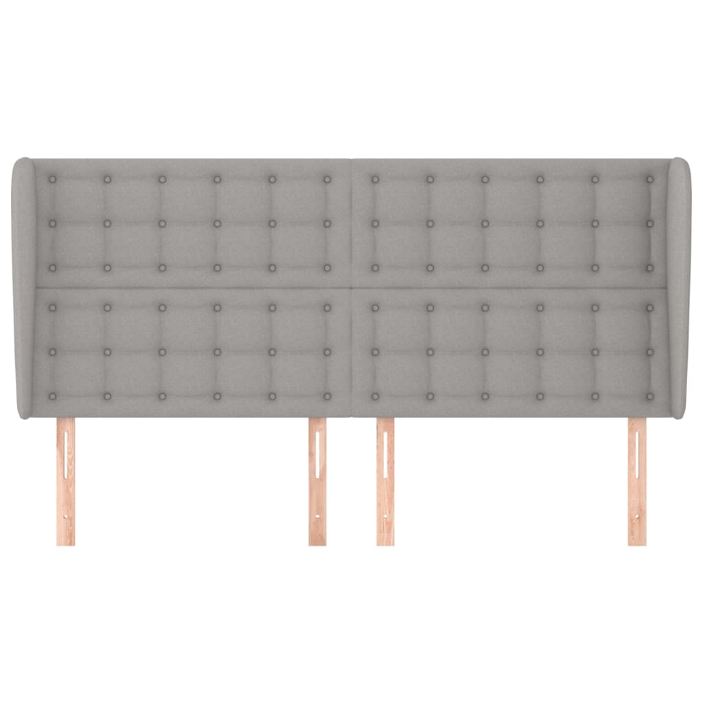 vidaXL Hoofdbord met randen 163x23x118/128 cm stof lichtgrijs afbeelding