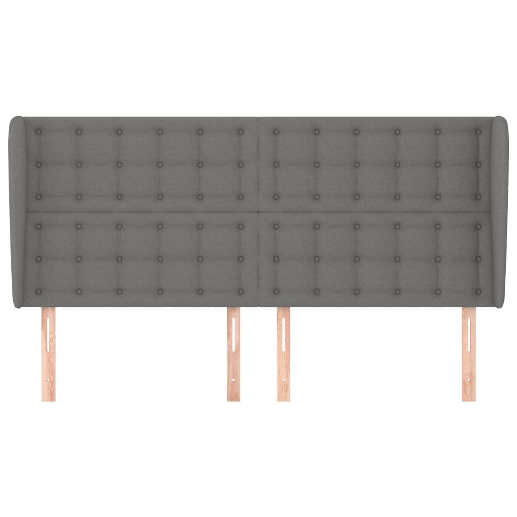 vidaXL Hoofdbord met randen 163x23x118/128 cm stof donkergrijs afbeelding