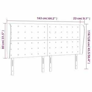 Čelo postele typu ušák tmavě šedé 163x23x118/128 cm textil - obrázek 9
