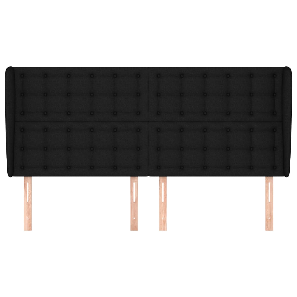 vidaXL Hoofdbord met randen 163x23x118/128 cm stof zwart afbeelding