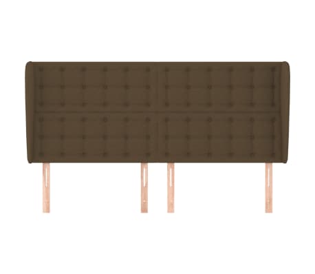 vidaXL T&ecirc;te de lit avec oreilles Marron fonc&eacute; 163x23x118/128 cm Tissu