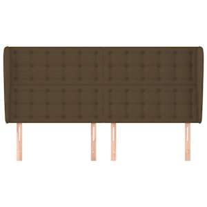 vidaXL T&ecirc;te de lit avec oreilles Marron fonc&eacute; 163x23x118/128 cm Tissu