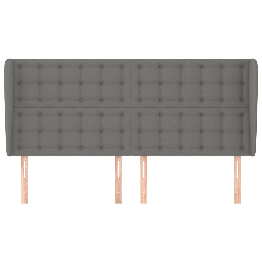 vidaXL Hoofdbord met randen 183x23x118/128 cm stof donkergrijs afbeelding