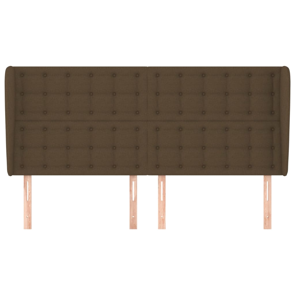 vidaXL Hoofdbord met randen 183x23x118/128 cm stof donkerbruin afbeelding