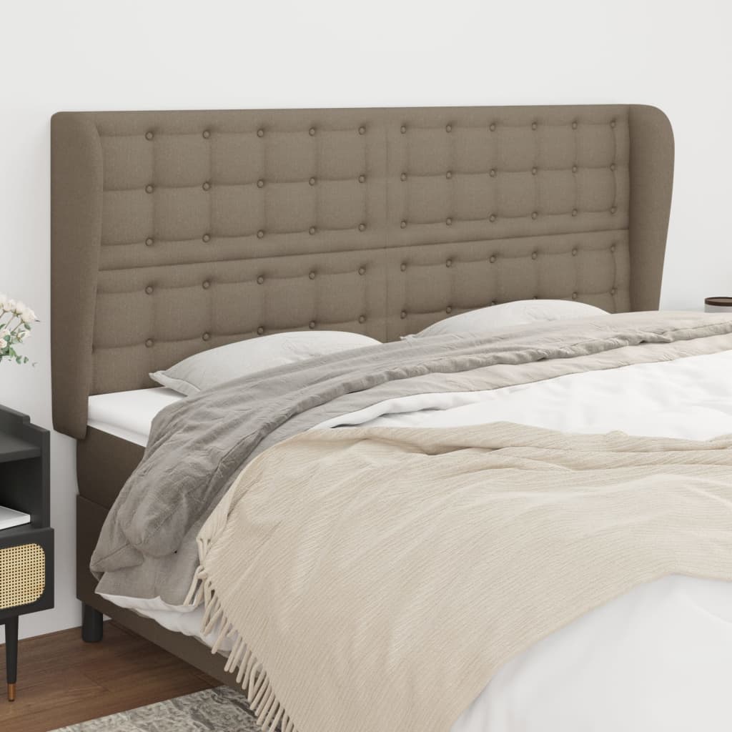 vidaXL Tăblie de pat cu aripioare gri taupe 183x23x118/128 cm textil