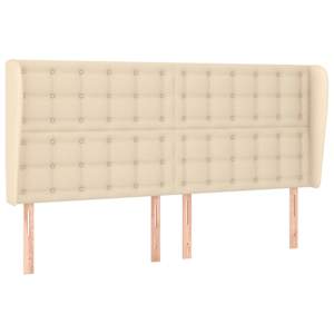 Čelo postele typu ušák krémové 183x23x118/128 cm textil - obrázek 2