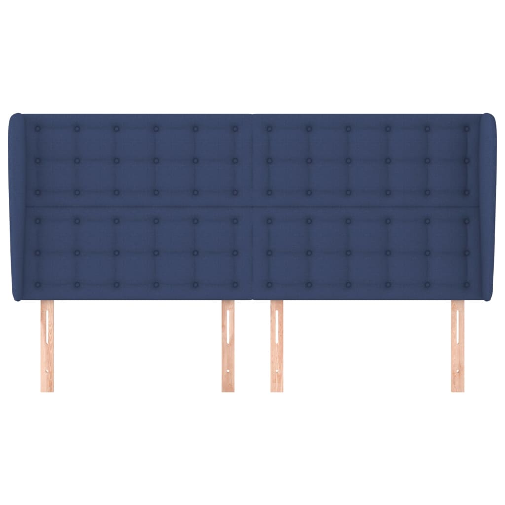 vidaXL Hoofdbord met randen 183x23x118/128 cm stof blauw afbeelding