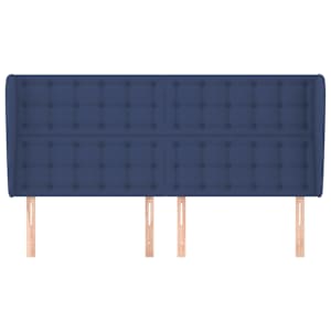 Čelo postele typu ušák modré 183x23x118/128 cm textil - obrázek 3
