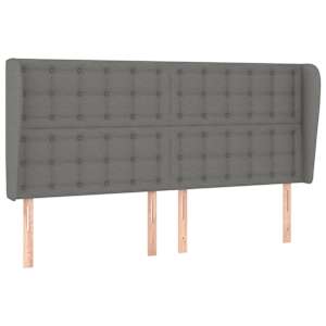 Čelo postele typu ušák tmavě šedé 203x23x118/128 cm textil - obrázek 2