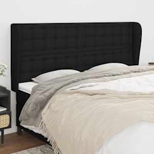 Čelo postele typu ušák černé 203x23x118/128 cm textil - obrázek 1