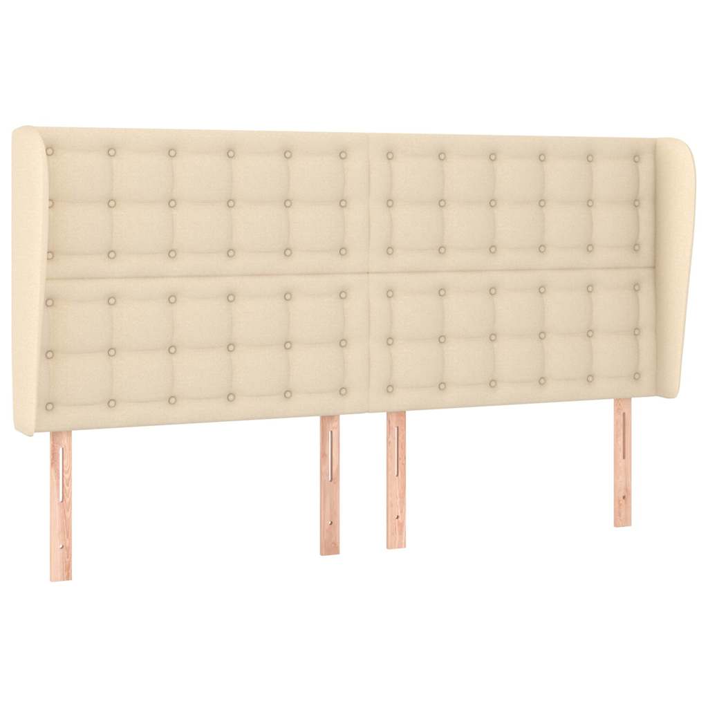 vidaXL Hoofdbord met randen 203x23x118/128 cm stof crèmekleurig, foto 3