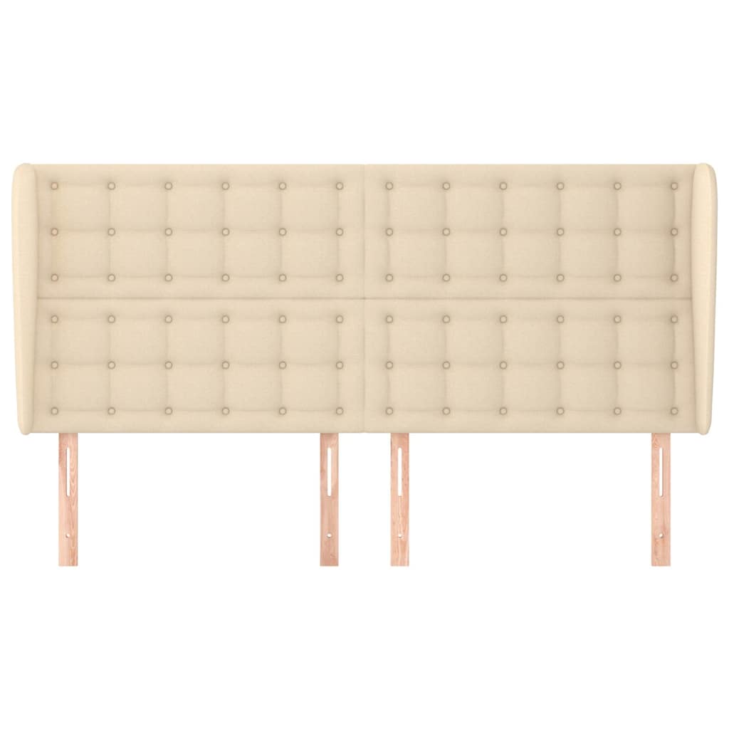 vidaXL Hoofdbord met randen 203x23x118/128 cm stof crèmekleurig, foto 2