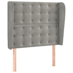 Čelo postele typu ušák světle šedé 83 x 23 x 118/128 cm samet - obrázek 2