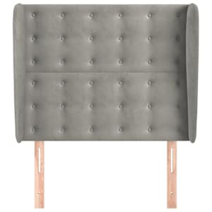Čelo postele typu ušák světle šedé 83 x 23 x 118/128 cm samet - obrázek 3