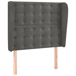 Čelo postele typu ušák tmavě šedé 83 x 23 x 118/128 cm samet - obrázek 2