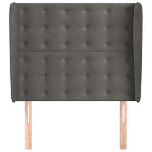 Čelo postele typu ušák tmavě šedé 83 x 23 x 118/128 cm samet - obrázek 3