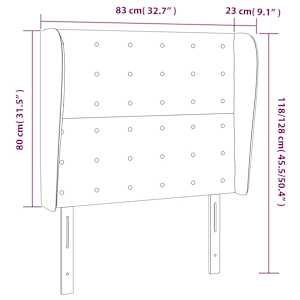 Čelo postele typu ušák tmavě šedé 83 x 23 x 118/128 cm samet - obrázek 9
