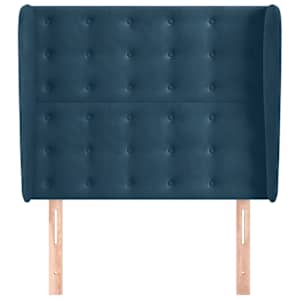 Čelo postele typu ušák tmavě modré 83 x 23 x 118/128 cm samet - obrázek 3