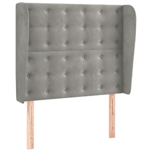 Čelo postele typu ušák světle šedé 93 x 23 x 118/128 cm samet - obrázek 2