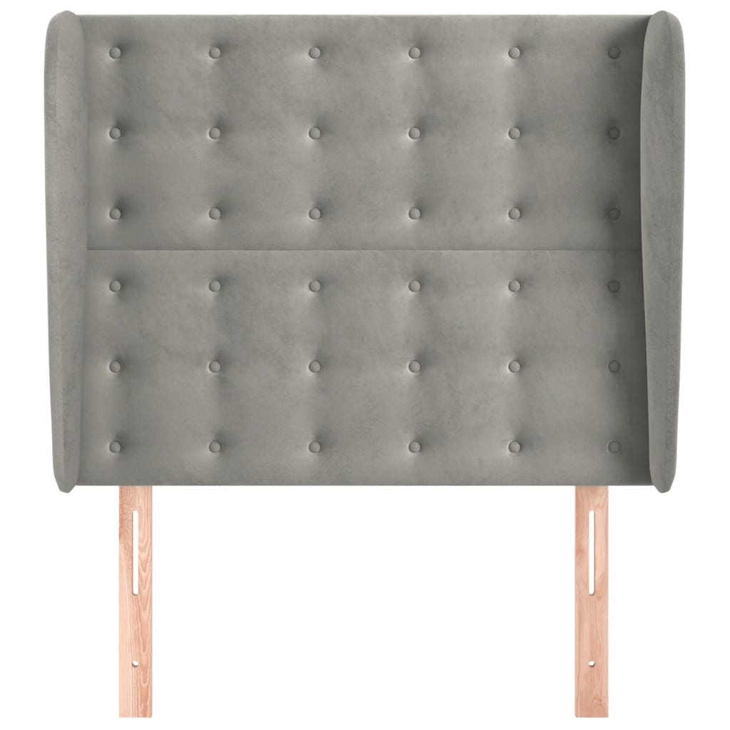 vidaXL Hoofdbord met randen 93x23x118/128 cm fluweel lichtgrijs afbeelding