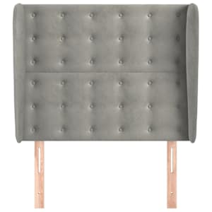 Čelo postele typu ušák světle šedé 93 x 23 x 118/128 cm samet - obrázek 3