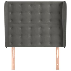 Čelo postele typu ušák tmavě šedé 93x23x118/128 cm samet - obrázek 3