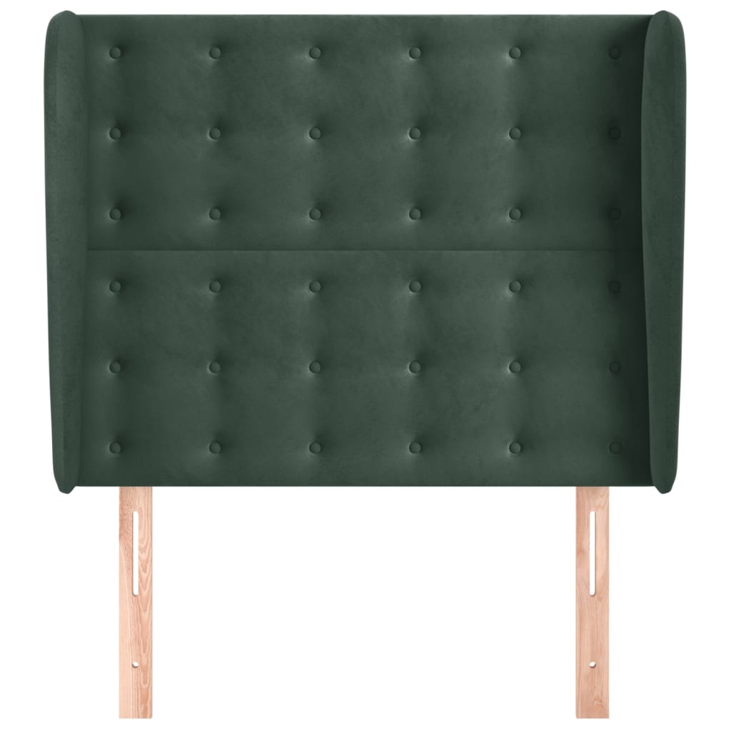 vidaXL Hoofdbord met randen 93x23x118/128 cm fluweel donkergroen afbeelding