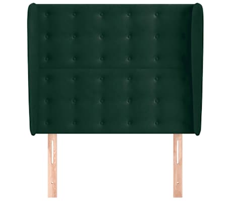 vidaXL Cabecero con orejas de terciopelo verde oscuro 93x23x118/128 cm