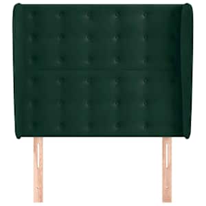 vidaXL Cabecero con orejas de terciopelo verde oscuro 93x23x118/128 cm