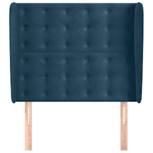 Čelo postele typu ušák tmavě modrá 93x23x118/128 cm samet - obrázek 3