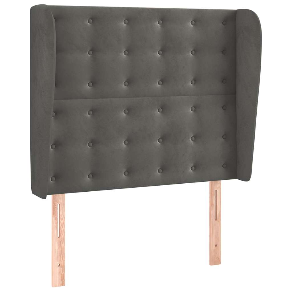 vidaXL Hoofdbord met randen 103x23x118/128 cm fluweel donkergrijs grijs, foto 3
