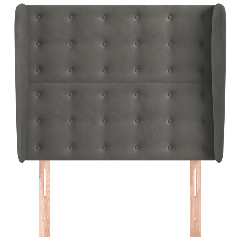 vidaXL Hoofdbord met randen 103x23x118/128 cm fluweel donkergrijs afbeelding