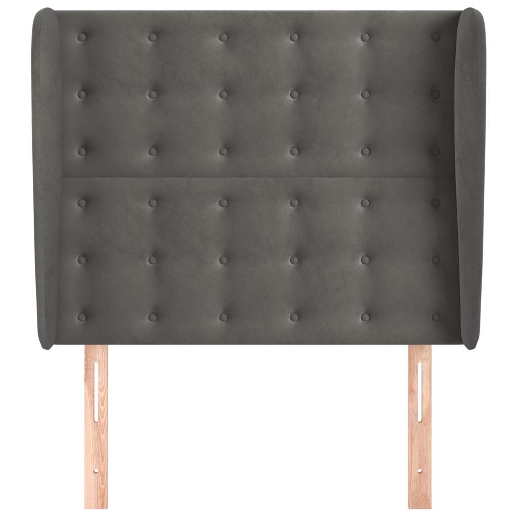 vidaXL Hoofdbord met randen 103x23x118/128 cm fluweel donkergrijs grijs, foto 2