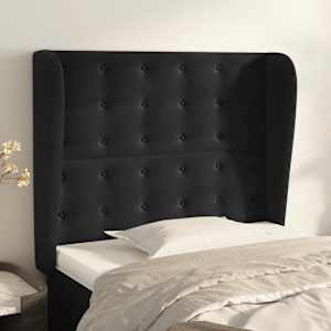 Čelo postele typu ušák černé 103x23x118/128 cm samet - obrázek 1